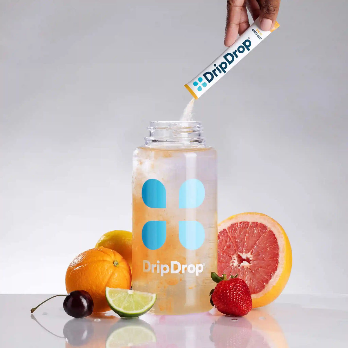 DripDrop Zero Sugar Electrolyte Powder, Citrus Variety Pack, 8 oz sticks, 32 Pack